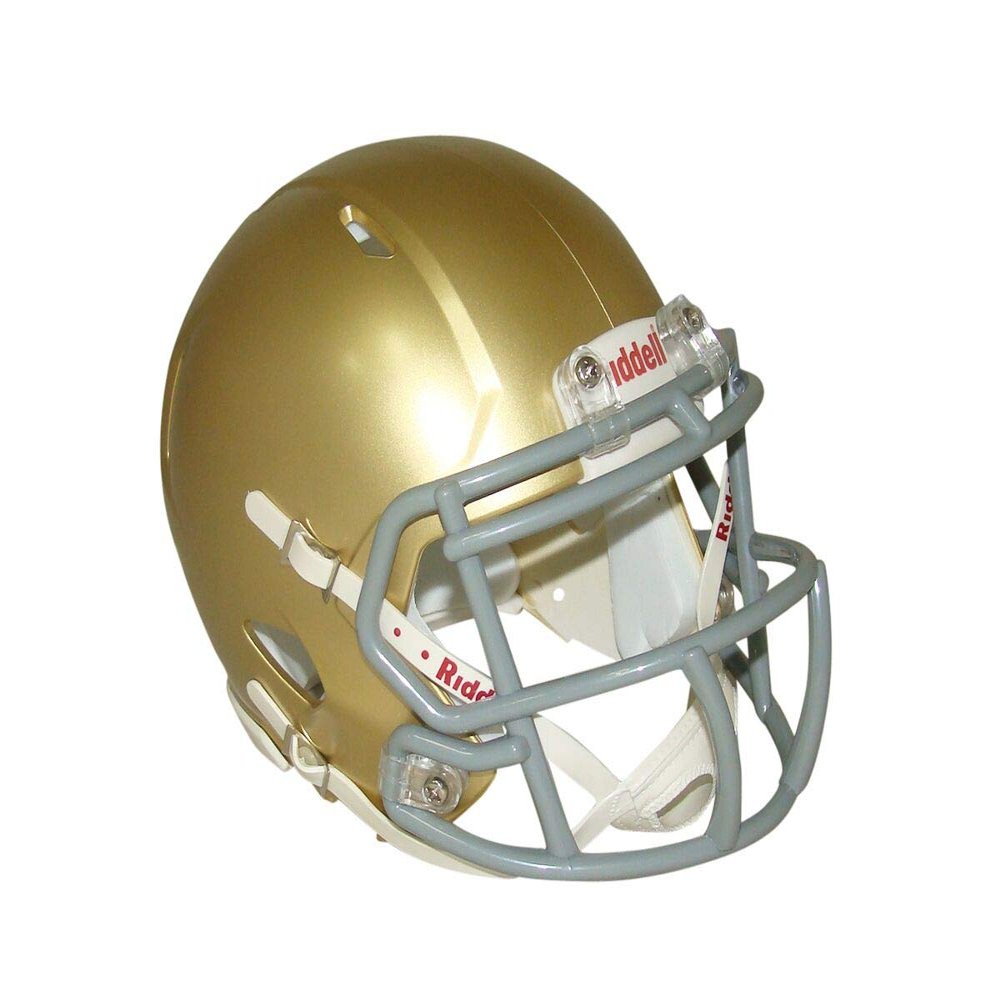 South Bend Gold with Gray Mask Blank Riddell Revolution Speed Mini Football Helmet (Decorative Mini Helmet - NOT Wearable - Does NOT FIT Any Human Head)