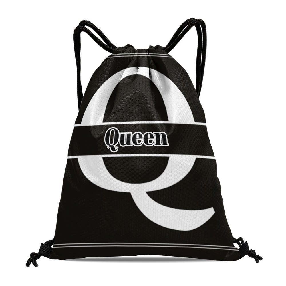 CUXWEOT Letter Q Drawstring Sackpack Gym Yoga Sport Backpack Bag Waterproof Storage Bags for Women Men