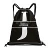 CUXWEOT Letter J Drawstring Sackpack Gym Yoga Sport Backpack Bag Waterproof Storage Bags for Women Men view 1