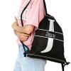 CUXWEOT Letter J Drawstring Sackpack Gym Yoga Sport Backpack Bag Waterproof Storage Bags for Women Men view 3