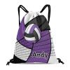 CUXWEOT Volleyball Purple Drawstring Sackpack Gym Yoga Sport Backpack Bag Waterproof Storage Bags for Women Men