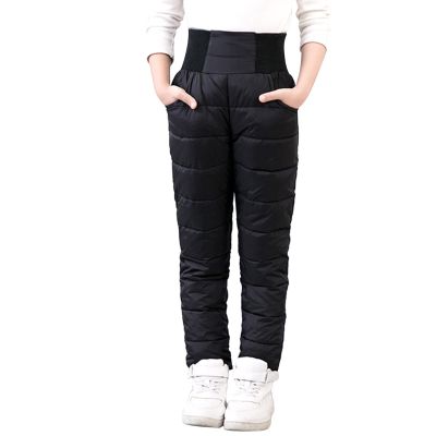 POLG Little Girls Boys Solid Snow Pants Thick Winter Warm Kids Pants Girl Activewear Clothes Snow Toddler (Black, 6-7 Years)