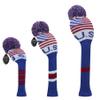 LeFeng 3Pcs Golf Club Covers Set 1-3-5 Knitted Golf Club Covers for 460cc Driver Fairway Woods and Hybrid with Cute Pom Pom and Number Tag (American Flag) view 1