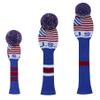 LeFeng 3Pcs Golf Club Covers Set 1-3-5 Knitted Golf Club Covers for 460cc Driver Fairway Woods and Hybrid with Cute Pom Pom and Number Tag (American Flag) view 2