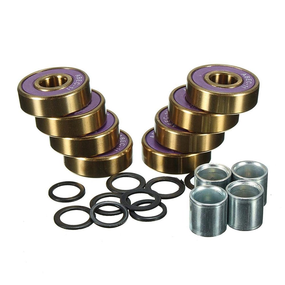 BREAKA 8pcs ABEC 9 Scooter Groove Ball Bearings Shaft Sleeve Skateboard Purple Bearings