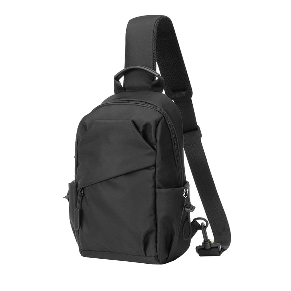 Aliuciku Men Bag Handbag Cross Shoulder Oxford Nylon Fabric Business Casual Fashion Chest Bags (Color : Black)