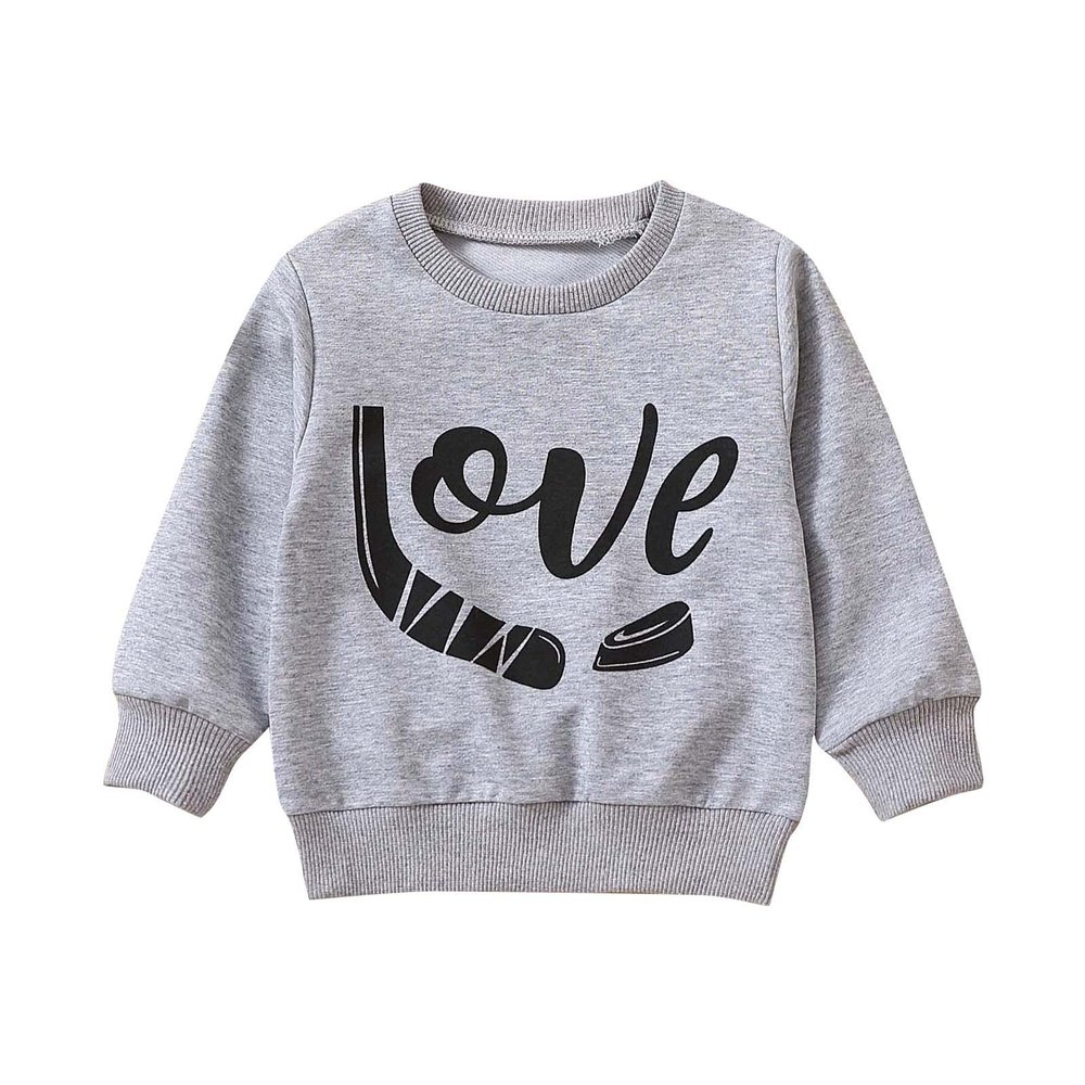 Toddler Boys Girls Long Sleeve Letter Printed T Shirt Pullover Tops 4t Fall Outfits Girls (Grey, 2-3 Years)