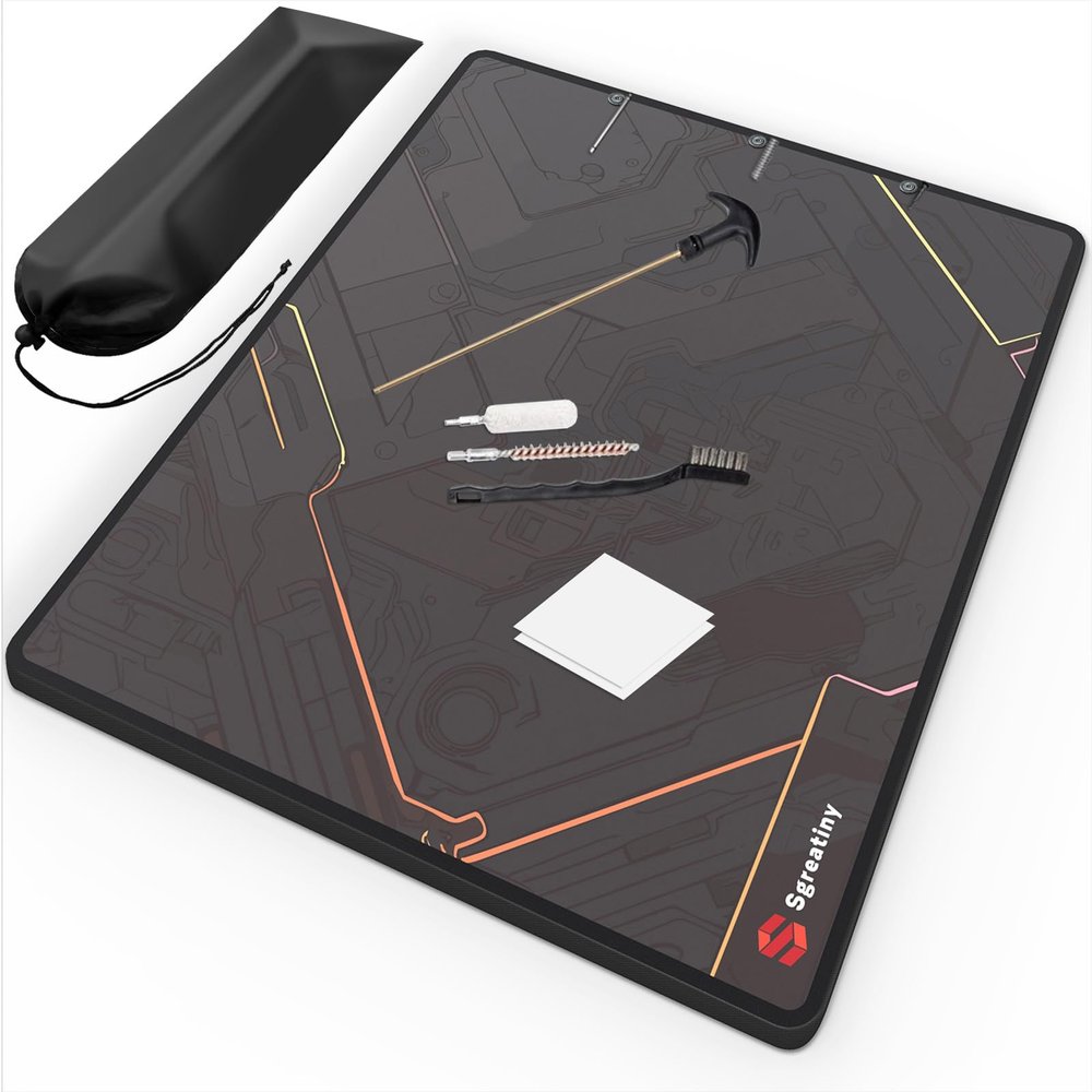 Sgreatiny Pistol Gun Cleaning Mat,Gun Cleaning Pad with Magnetic Dots