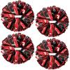 4Pcs Upgraded 12inch Metallic Cheerleading Pom Poms, HOLENGS Cheerleader Pompoms Cheer Poms for Kids Adults, Cheering Squad Pompoms for School Sports Games Dance Party (Black and Red) view 1