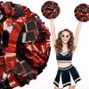 4Pcs Upgraded 12inch Metallic Cheerleading Pom Poms, HOLENGS Cheerleader Pompoms Cheer Poms for Kids Adults, Cheering Squad Pompoms for School Sports Games Dance Party (Black and Red) view 4