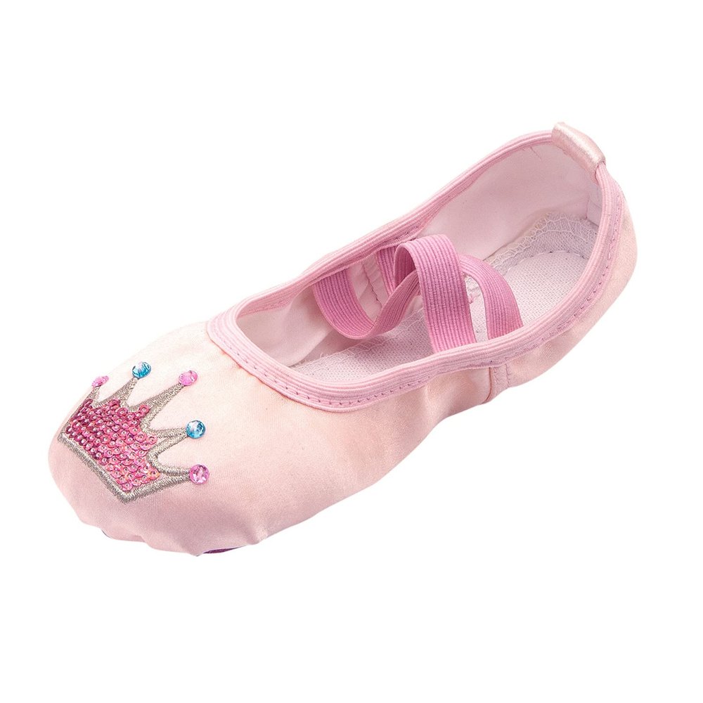 Ballet Shoes for Girls,Soft Leather Ballet Slippers No-Tie Warm Dance Yoga Practice Shoes for (Rose Gold-b, 9.5 Toddler)