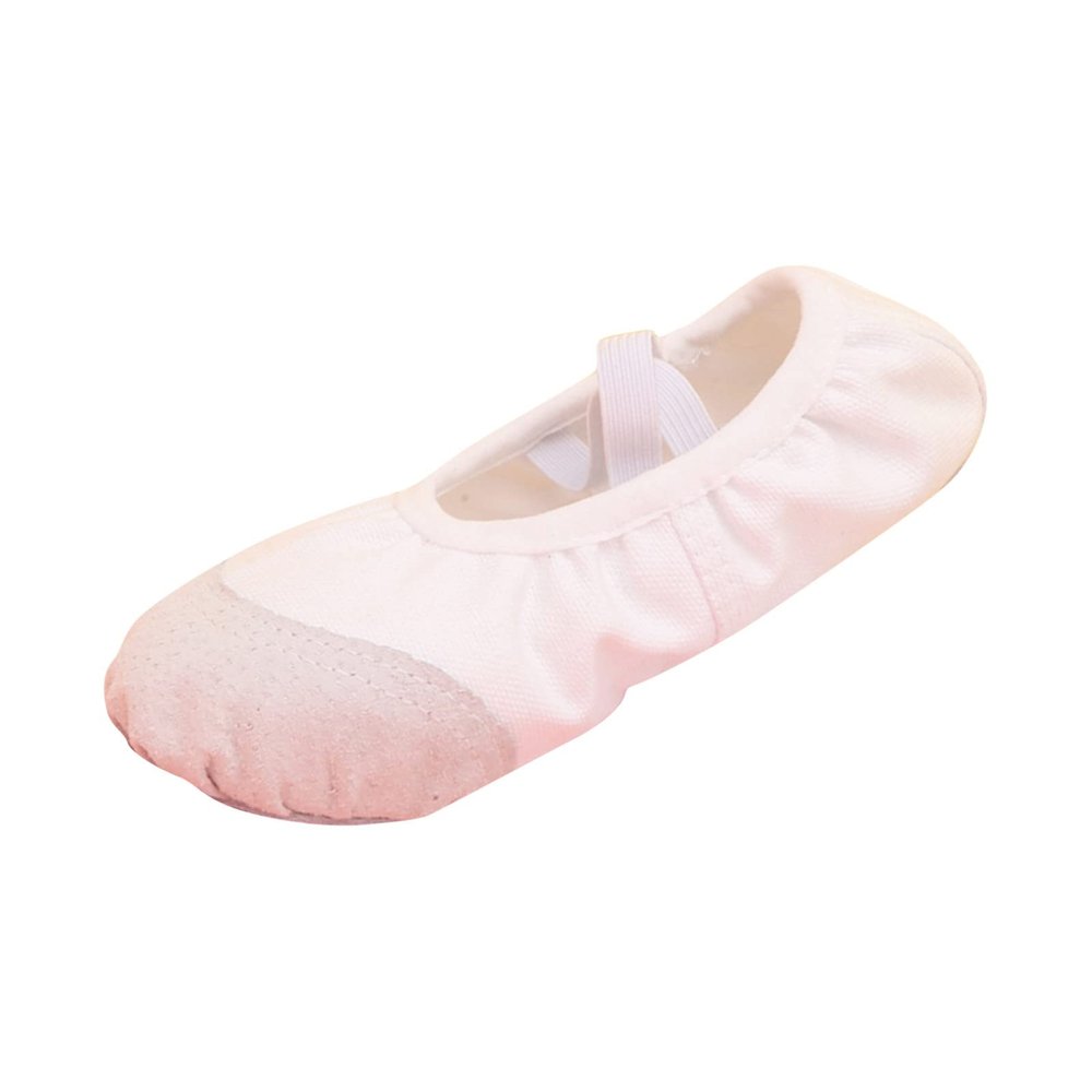 Ballet Shoes for Girls,Soft Leather Ballet Slippers No-Tie Warm Dance Yoga Practice Shoes for (White-d, 10 Toddler)