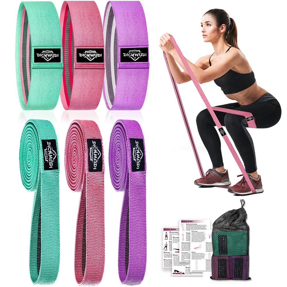 DICYWUDI Fabric Resistance Bands for Working Out, 3Pack or 6Pack Non-Slip Exercise Bands for Women and Men, Fabric Booty Bands for Home, Exercise Fitness, Pilates, Stretching