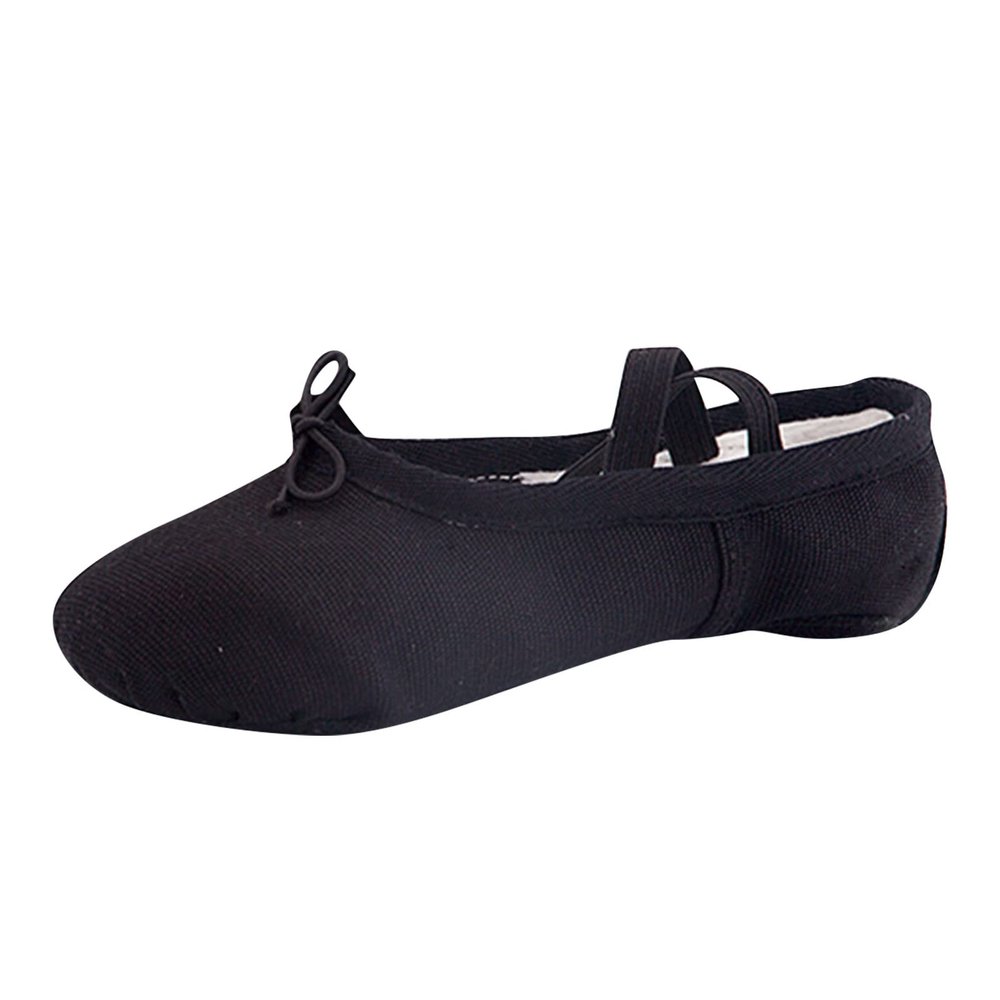 Ballet Shoes for Girls,Soft Leather Ballet Slippers No-Tie Warm Dance Yoga Practice Shoes for (Black-e, 10 Toddler)