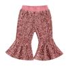 Qiylii Kids Baby Girl Velvet Bell-Bottoms Pants Fall Ruffle Flare Pant Trousers Leggings Toddler Clothes (US, Age, 12 Months, 18 Months, Sequin Pink) view 1