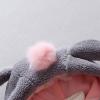 Infant Girls Winter Plush Long Sleeve Rabbit Ears Hooded Pure Colour Hairball Decoration Button Jacket Plush Coat Grey view 3