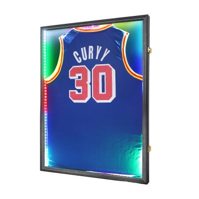 Jersey Frame Display Case, Large Lockable Shadow Box Sports Jersey Frame with 98% UV Protection Acrylic and 2 Hanger for Baseball Basketball Football Soccer Hockey Shirt,Uniform, Graduates Black