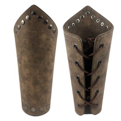 Medieval Leather Bracer for Men Vintage Brown Viking Leather Medieval Arm Guard for Cosplay Costume Reenactment Accessory 1 Pair