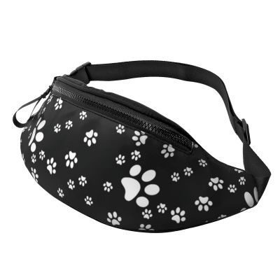 Dog Paw Print Fanny Pack for Women Men,Fashion Waist Pack Belt Bag Crossbody Bag for Traveling Casual Running Cycling