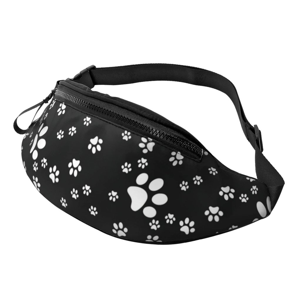 Dog Paw Print Fanny Pack for Women Men,Fashion Waist Pack Belt Bag Crossbody Bag for Traveling Casual Running Cycling