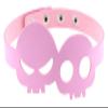 AKYLDI PU Leather Collar Gothic Necklace Adjustable Size Punk Skull Choker NightClub Goth Belts (Color : Pink) view 1