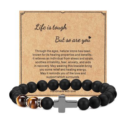 KORATER Get Well Soon Gifts for Men,Natural Healing Stone Inspirational Bracelets,Recovery Gifts After Surgery