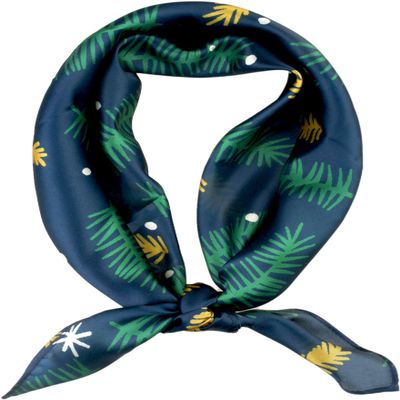 VIVIAN & VINCENT Gift Packed Silk Like Satin Fall Winter Holiday Christmas Square Scarf for Women Hair Scarves Green Pine Needles