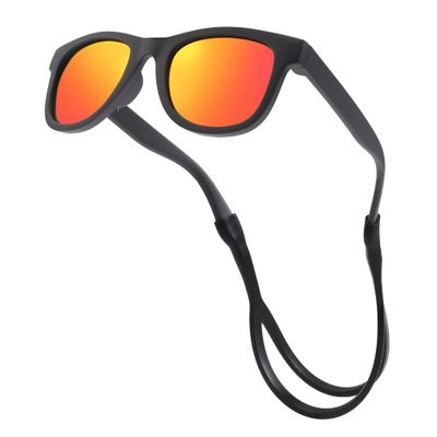 Hycredi Flexible Bendable Baby Polarized Sunglasses with Strap for Newborn Infant Boys Girls Age 0-18 Months-Brown/Orange Mirror