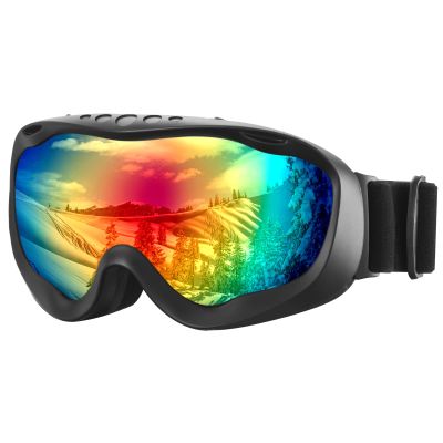 AVAWAY Ski Goggles Men, Youth-Snow Snowboard Goggle, Black Glasses for Women Anti Scratch Anti Fog 100% UV Protection