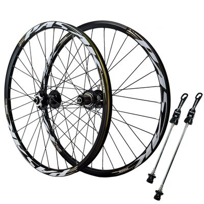 24inch Bikes Wheelset Disc Brake Quick Release Mountain Bike Wheel Aluminum Alloy Double Wall Rim Front and Rear Wheels 7/8/9/10/11/12 Speed Cassette 32 Holes (Color : Black, Size : 24'')