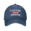 Custom Hats Personalized Hat Customized Baseball Cap Hat for Women Men Washed Denim Baseball Cap NavyBlue Caps view 1