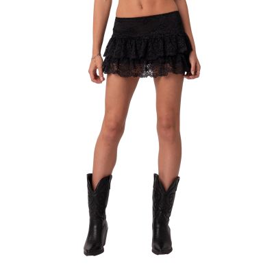Women Mesh Swimsuit Cover Up Ruffle See-Thru Mini Skirts Sheer Short Skater Pleated Skirt Beach Bikini Coverups (C Black, S)