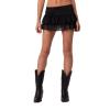 Women Mesh Swimsuit Cover Up Ruffle See-Thru Mini Skirts Sheer Short Skater Pleated Skirt Beach Bikini Coverups (C Black, S) view 1