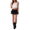 Women Mesh Swimsuit Cover Up Ruffle See-Thru Mini Skirts Sheer Short Skater Pleated Skirt Beach Bikini Coverups (C Black, S) view 4