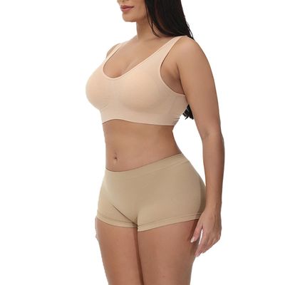 Underwear Set Women's Sports Vest Bra And Boxer Panties Soft Full Coverage Bras Tops Panty Sleep Everyday Shorts (Color : Skin, Size : S/Small)