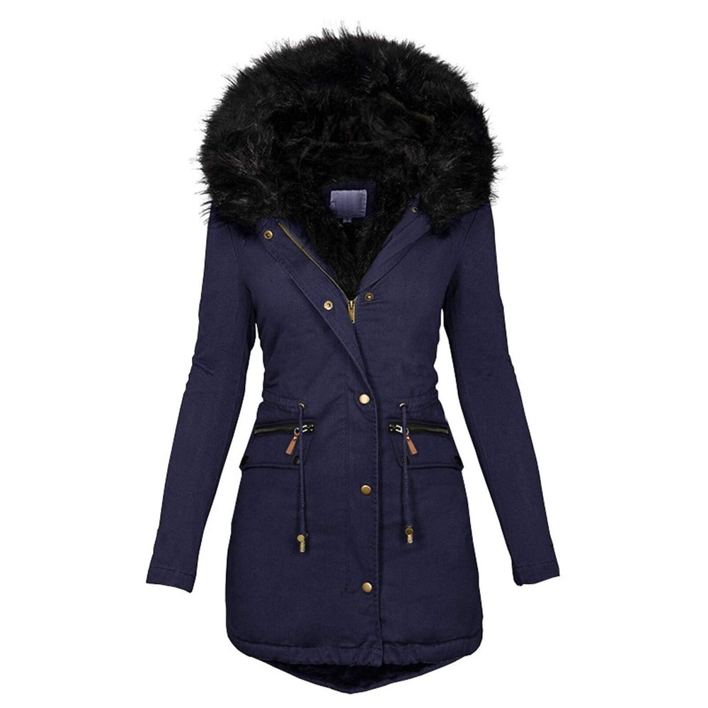 ZBYY Women Sherpa Lined Parkas Fleece Fuzzy Fur Hood Coat Jackets Hoodies Drawstring Winter Thickened Windproof Outwear