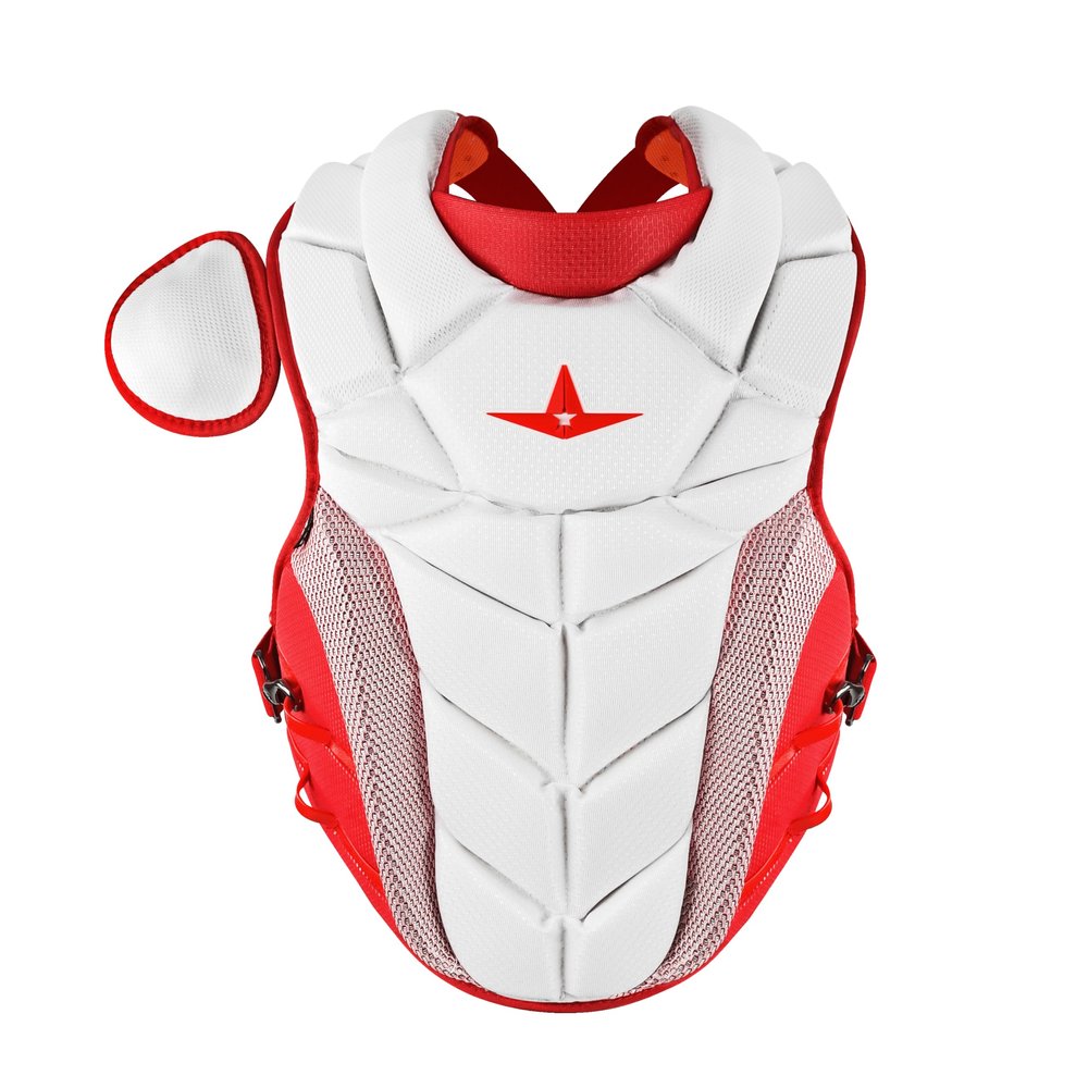 All-Star Adult PHX Paige Halstead Fastpitch Softball Chest Protector (Medium) White/Scarlet