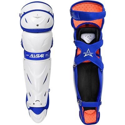 All Star Adult PHX Paige Halstead Fastpitch Softball Leg Guards (Large) White/Royal