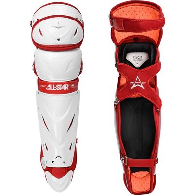 All Star Adult PHX Paige Halstead Fastpitch Softball Leg Guards (Large) White/Scarlet
