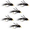 The Fly Fishing Place Tungsten Bead Head Nymph Fly Fishing Flies - Rubber Legs Black Gold Ribbed Hares Ear Trout Fly - Nymph Wet Fly - 6 Flies Hook Size 16 view 1