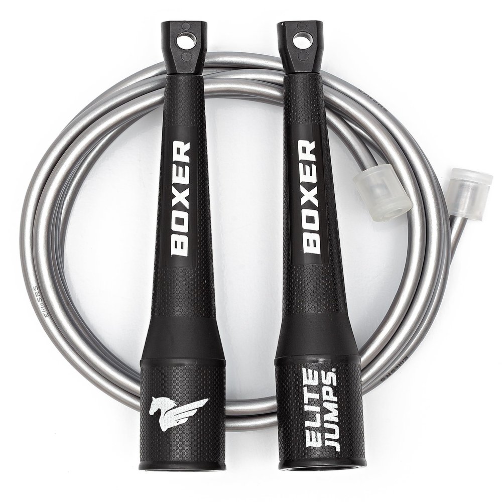 Elite Jumps Boxer Jump Rope for Fitness and Cardio Training - Professionally Designed Full Body Workout boxing jump rope - Tangle Free 5mm PVC Jump Rope Cord - Ideal for Slim Body Aerobic Exercise