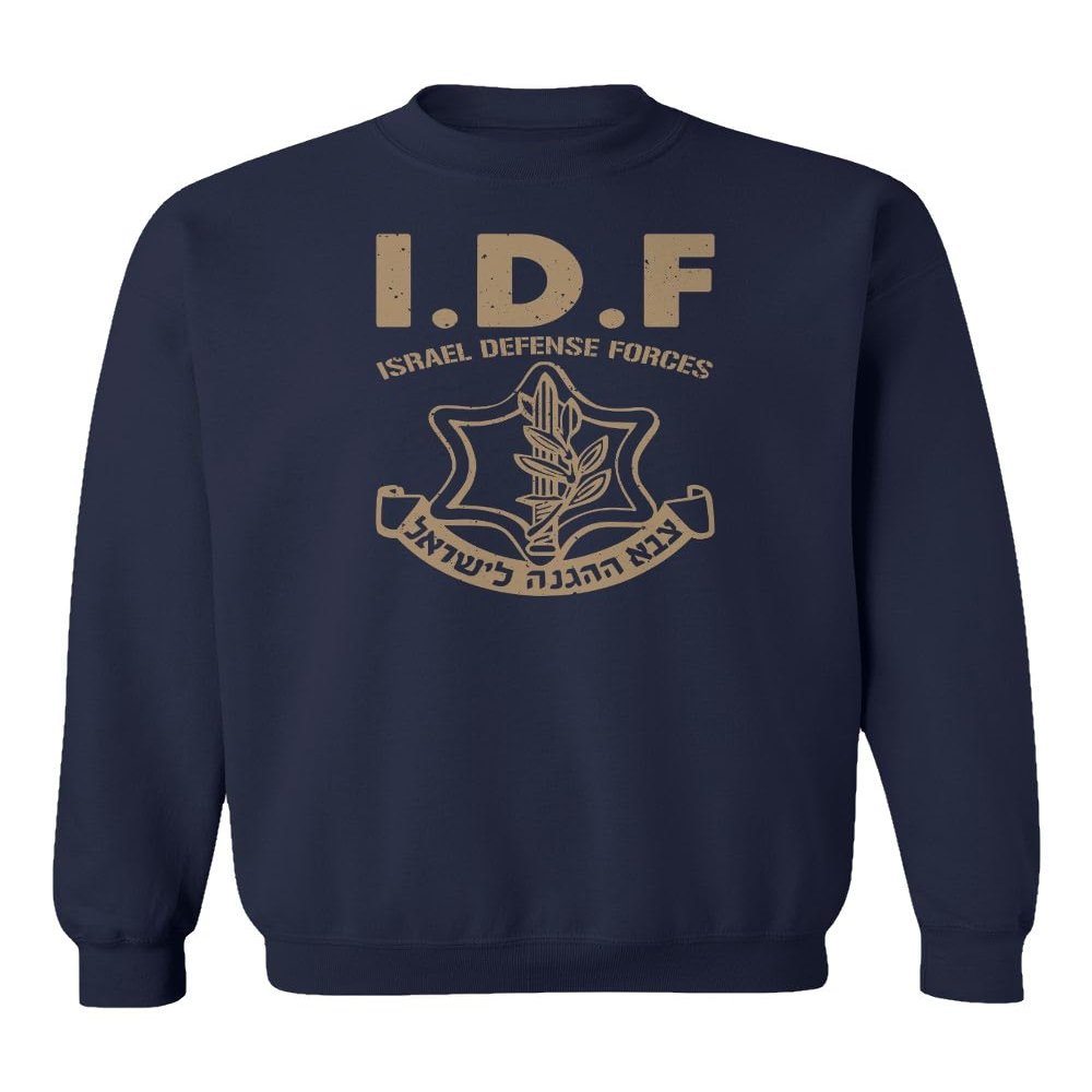 superhotapparel Israel Defence Forces IDF Logo Palestine War Unisex Crewneck Sweatshirt (Navy, XX-Large)