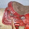 Western Kids Youth Adult Barrel Leather Saddle for Horse Riding, Floral Tooled Saddle with Silver Conchos ST-WLS-296 (12" Seat) view 3