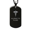 CHERLINKS Medical Black Dog Tag, Allergic to Plums Awareness, Medical Symbol, SOS Emergency Health Life Alert ID Engraved Stainless Steel Chain Necklace for Men Women view 1