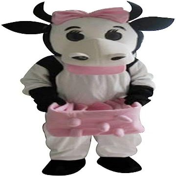 Cow Mascot Costume Adult Size for Men & Women with Built-in Fan Inside the Head