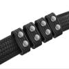 1 Inch Duty Belt Keeper with Chrome Snaps for 2 1/4 inch Wide Belts (Pack of 4) Black Basketweave Leather with Chrome Double snap view 2