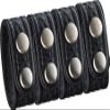 1 Inch Duty Belt Keeper with Chrome Snaps for 2 1/4 inch Wide Belts (Pack of 4) Black Basketweave Leather with Chrome Double snap view 3