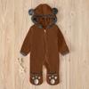 Newborn Baby Winter Snowsuit Teddy Bear Romper Onesie Coat Hooded Fleece Jumpsuit Bunting Bodysuit (Brown, 18-24 Months) view 4