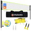 32ft Regulation Size Portable Outdoor Volleyball Net Set System for Backyard Beach with Height Adjustable Poles, PU Volleyball and Pump, Carry Bag, Boundary Line - Easy Set Up & Anti-Sagging (Black) view 1