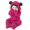 Newborn Baby Winter Snowsuit Teddy Bear Romper Onesie Coat Hooded Fleece Jumpsuit Bunting (Hot Pink, 6-12 Months) view 1